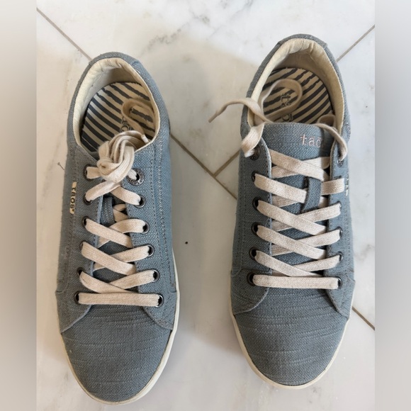 Taos Star Slate Blue Textured Canvas Zero Drop Flat Women’s 9 Comfort Sneakers - Picture 3 of 10